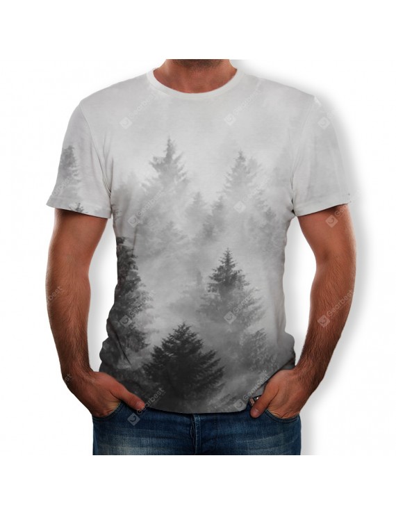 T-Shirts & Tanks - 3D Summer Fashion New Smoggy Deep Forest Printing Men's Short-Sleeved T-shirt