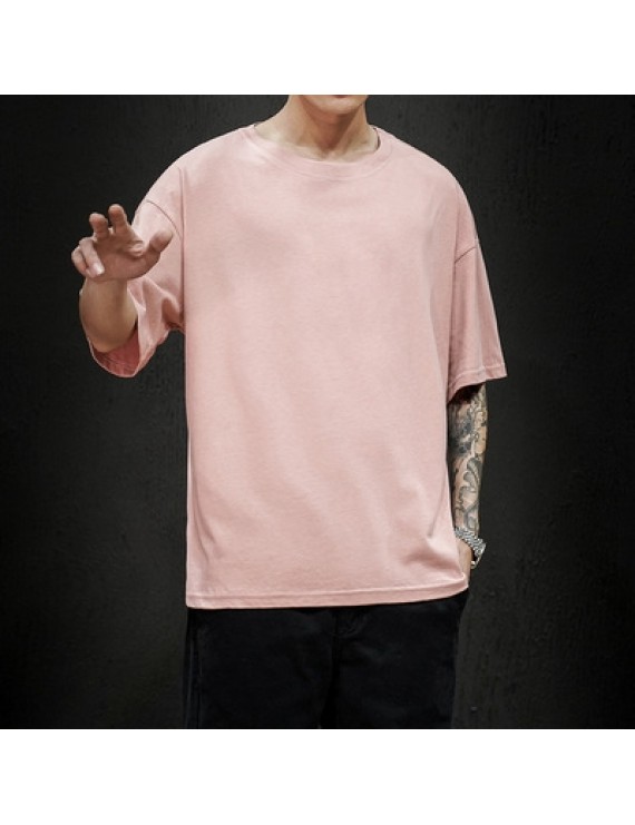 T-Shirts & Tanks - New Summer Men T Shirt 2021 Fashion Solid T Shirt Mens Oversized Hip Hop Short Sleeve Casual Cotton Mens Streetwear Top Tees