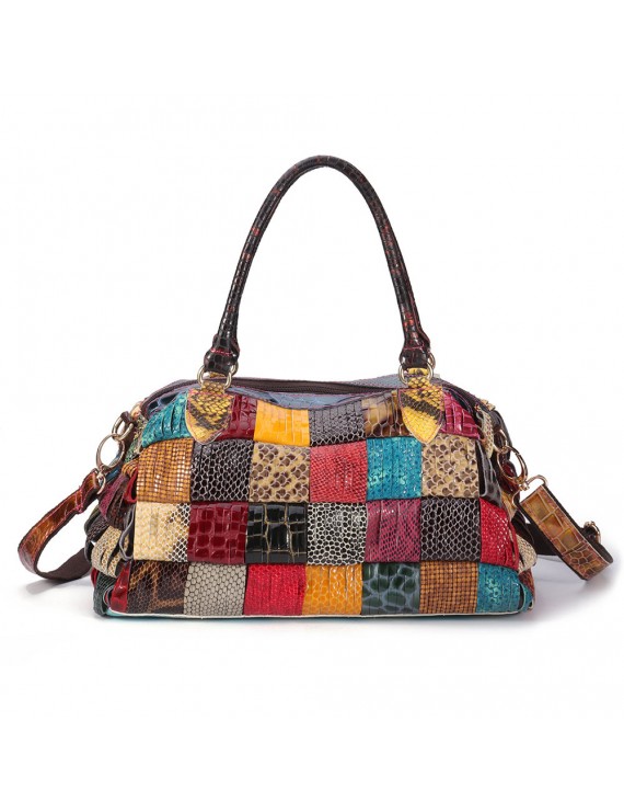 Women's Handbags - Women Bohemian Large Capacity Genuine Leather Handbags Patchwork Handmade Crossbody Bags