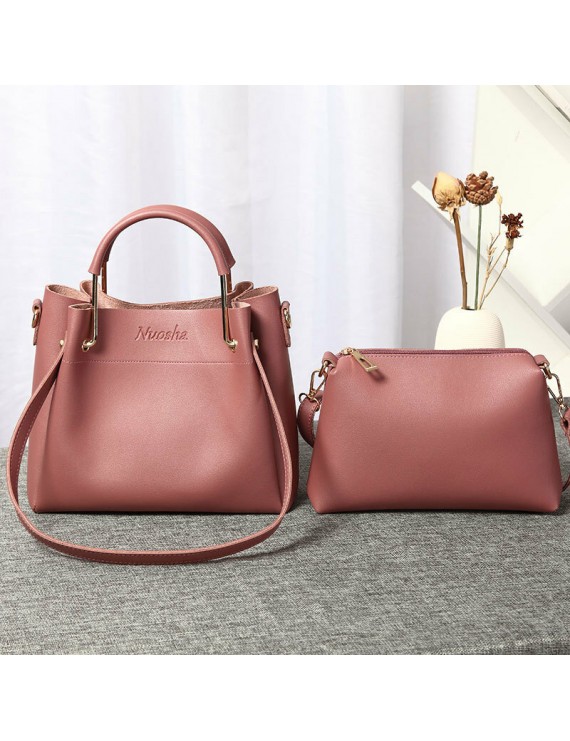 Women's Handbags - Women Faux Leather Two-piece Set Bucket Bag Handbag Shoulder Bag