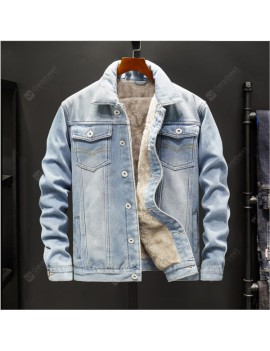 Autumn and Winter Large Size Loose Casual Men's Denim Jacket Washed Lapel Jacket