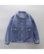 Denim Jackets - Autumn and Winter Men's Cotton Washed Denim Jacket Fashion Casual Drop Shoulder Coat