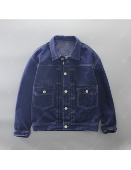 Autumn and Winter Men's Cotton Washed Denim Jacket Fashion Casual Drop Shoulder Coat