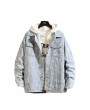 Denim Jackets - Men Fashion Casual Denim Jacket Loose Jeans Warm for Autumn Winter