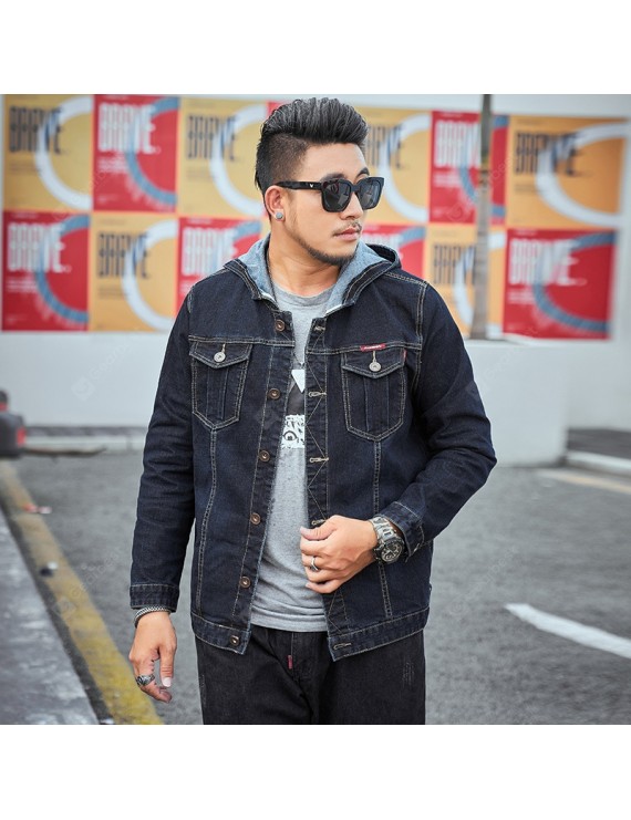 Denim Jackets - Men's Jacket Large Size Autumn And Winter Male Hooded Denim Jacket Loose Coat