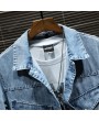 Denim Jackets - Men's Jacket Trend Men Autumn Classic Version Handsome Embroidery Casual Jacket