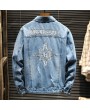 Denim Jackets - Men's Jacket Trend Men Autumn Classic Version Handsome Embroidery Casual Jacket