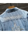 Denim Jackets - Men's Jacket Trend Men Autumn Classic Version Handsome Embroidery Casual Jacket