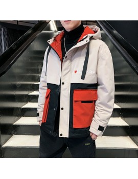 Casual Male Ins Padded Winter Coat Korean Teenagers Warm Japanese Men's Frock Coat