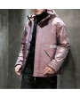 Fall And Winter Clothes Men's Casual Cotton Hooded Winter Thick Solid Color Collarless Loose Coat Handsome Teen