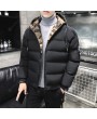 Bomber Jackets - Men's Cotton Hooded Thick Warm Winter Padded Collar Korean Slim Trend Of Cotton-padded Jacket Casual Jacket