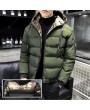 Bomber Jackets - Men's Cotton Hooded Thick Warm Winter Padded Collar Korean Slim Trend Of Cotton-padded Jacket Casual Jacket