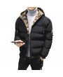 Bomber Jackets - Men's Cotton Hooded Thick Warm Winter Padded Collar Korean Slim Trend Of Cotton-padded Jacket Casual Jacket