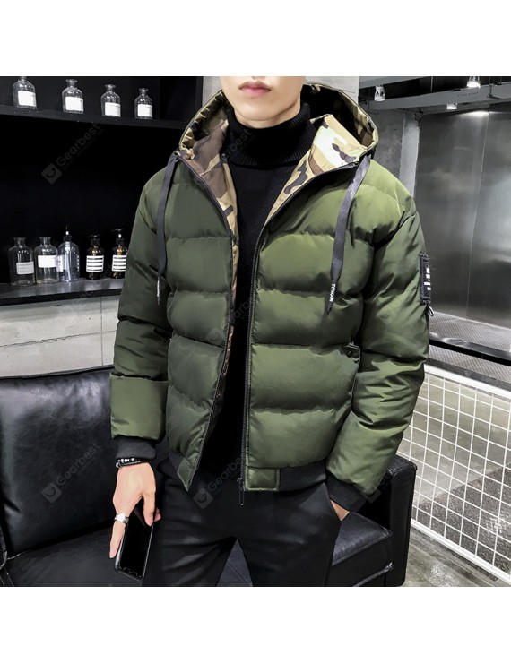 Bomber Jackets - Men's Cotton Hooded Thick Warm Winter Padded Collar Korean Slim Trend Of Cotton-padded Jacket Casual Jacket