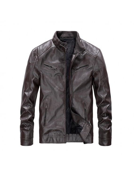 Bomber Jackets - Men's Leather Coat Male Taxi Velvet Warm Autumn And Winter Influx Of Men And Casual Jacket Big Yards