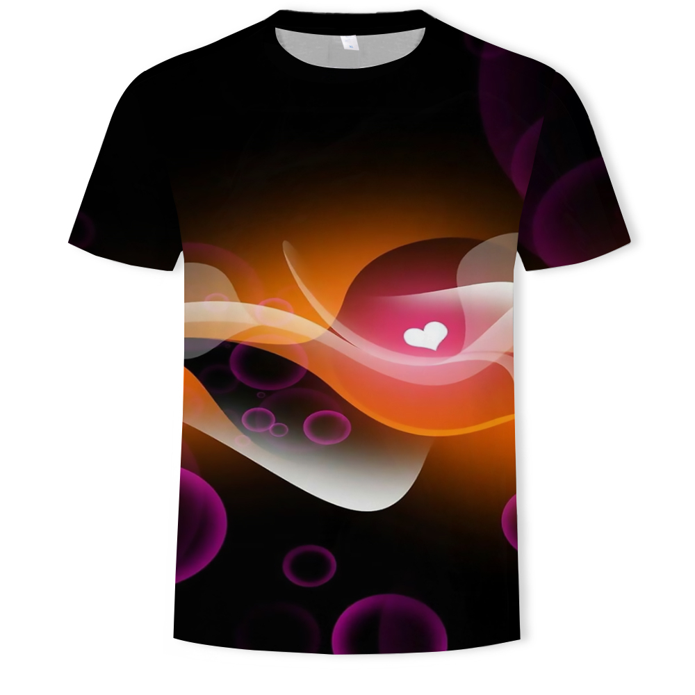 3D Graphic Printed Men's Short-Sleeved T-shirt- Multi-D 2XL