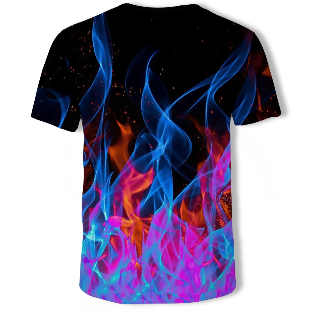 3D Graphic Printed Men's Short-Sleeved T-shirt- Multi-D 2XL