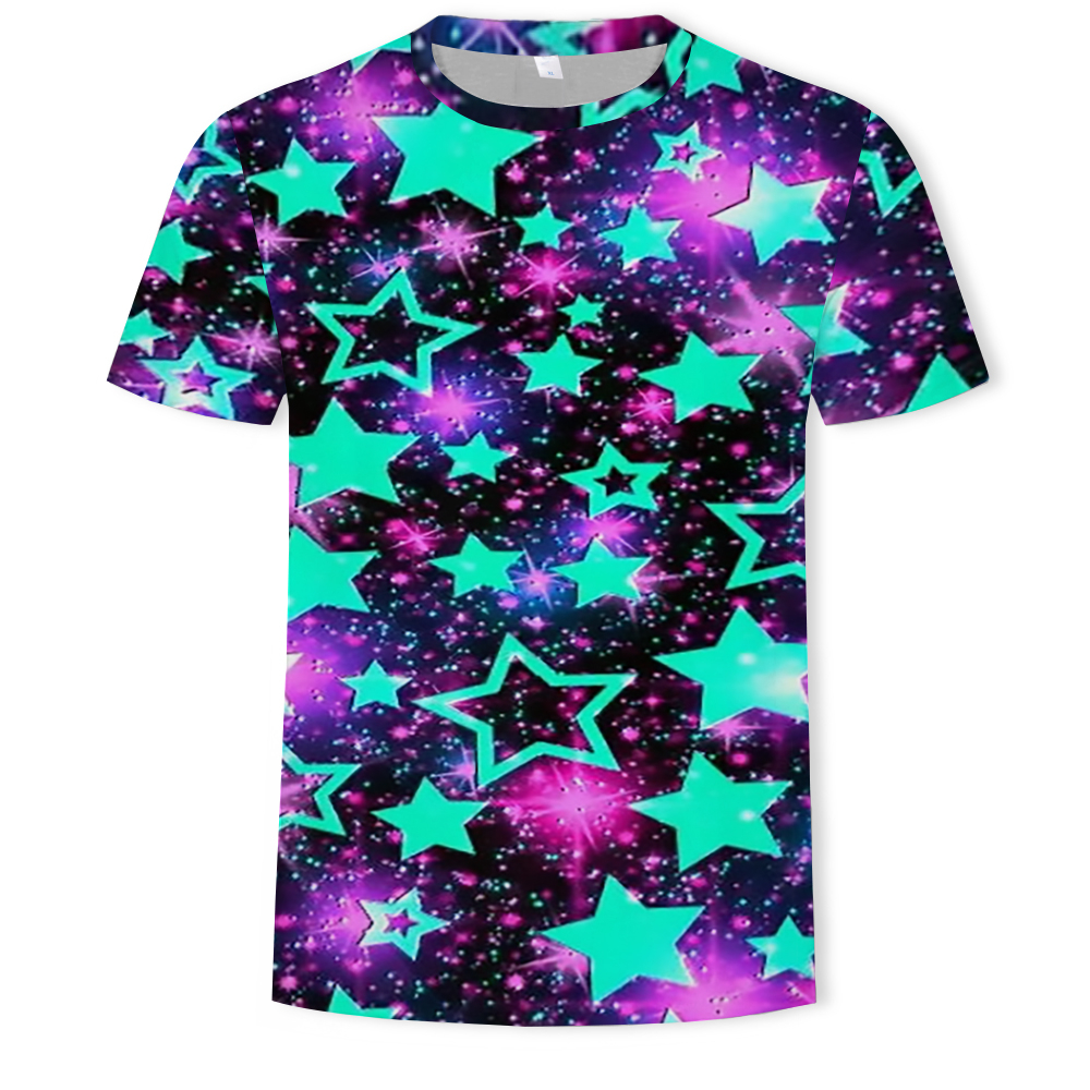 3D Graphic Printed Men's Short-Sleeved T-shirt- Multi-D 2XL