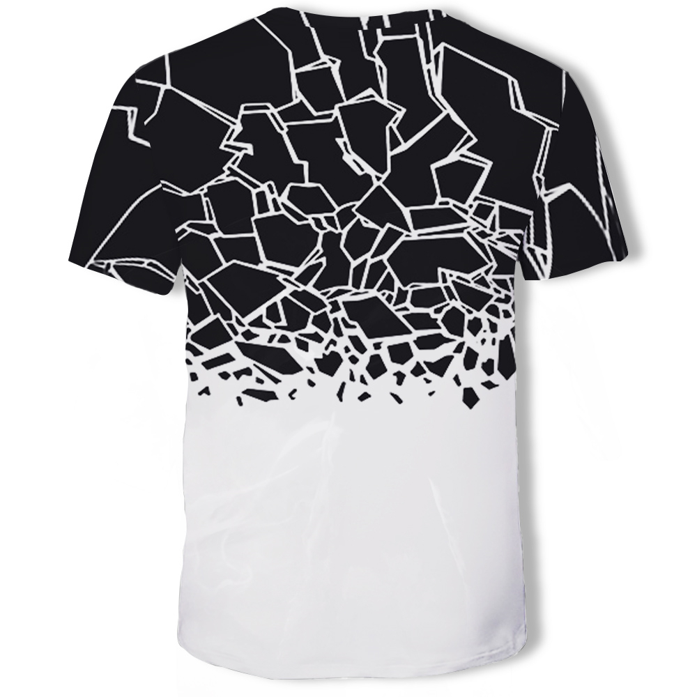 3D Summer Fashion New Broken Print Men's Short-Sleeved T-shirt- Multi 3XL