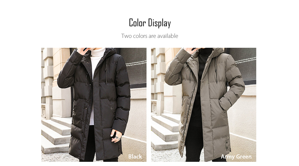 Winter Men's Mid-length Cotton Coat Thicken Warm Couple Large Size Padded Jacket - Black 6XL Color Display